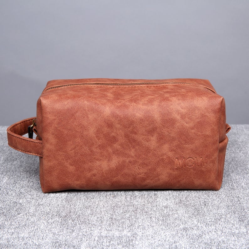 Monogram Mens Leather Toiletry Bag – NaturalLeatherShop