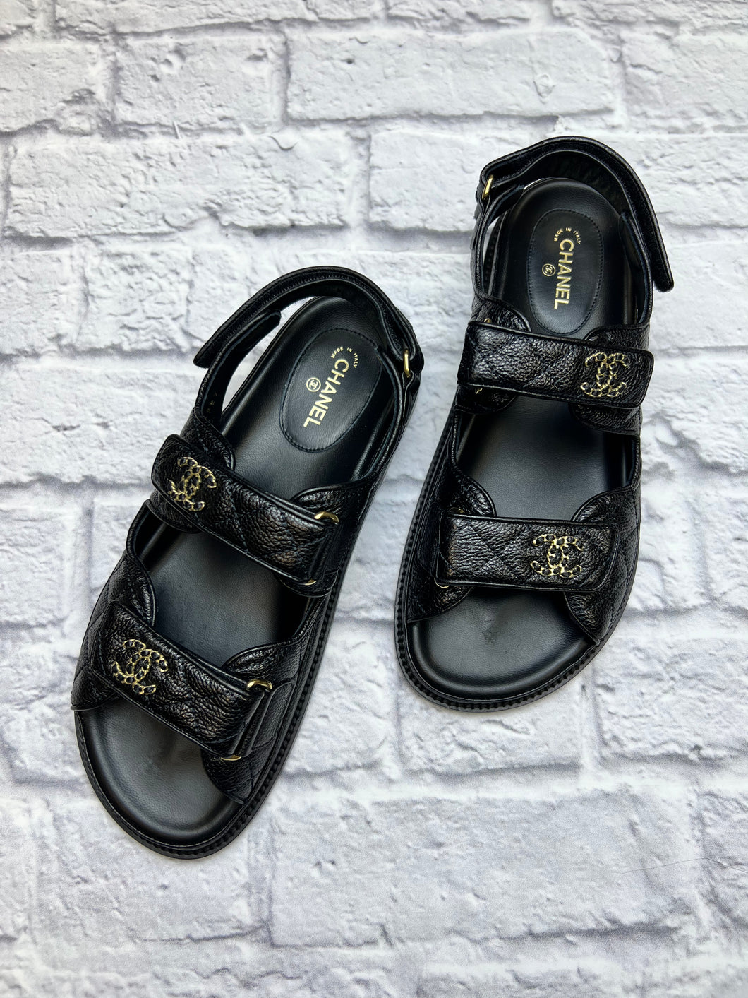 Chanel Black Caviar Dad Sandals, Size  – The Stock Room NJ