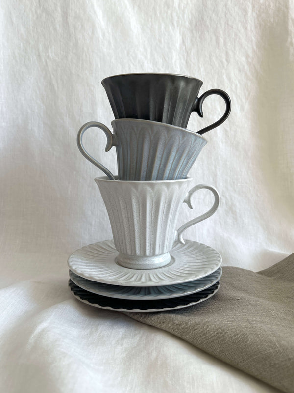 Steel Coffee Cup with Square Saucer & Spoon – LoveÉcru