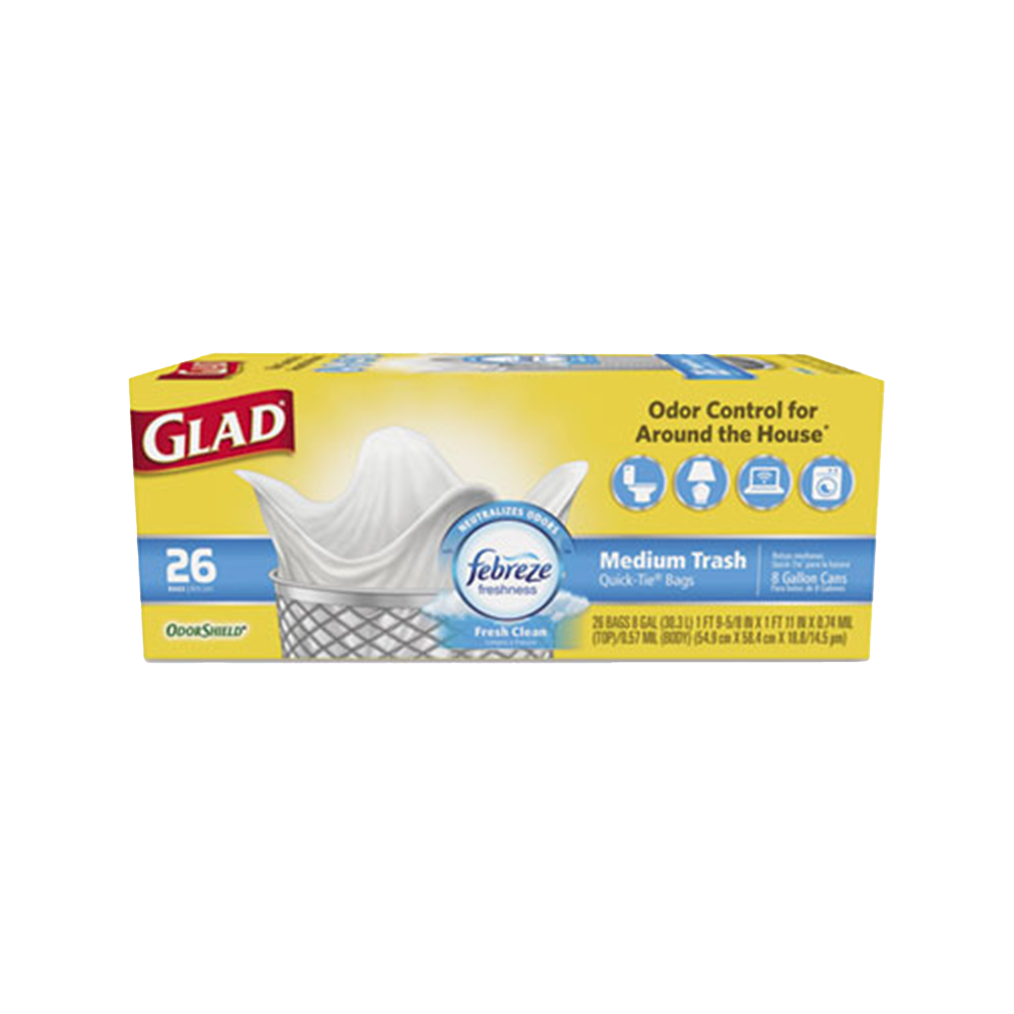 Glad Force Flex Medium Garbage Bags 8 Gallon 26CT