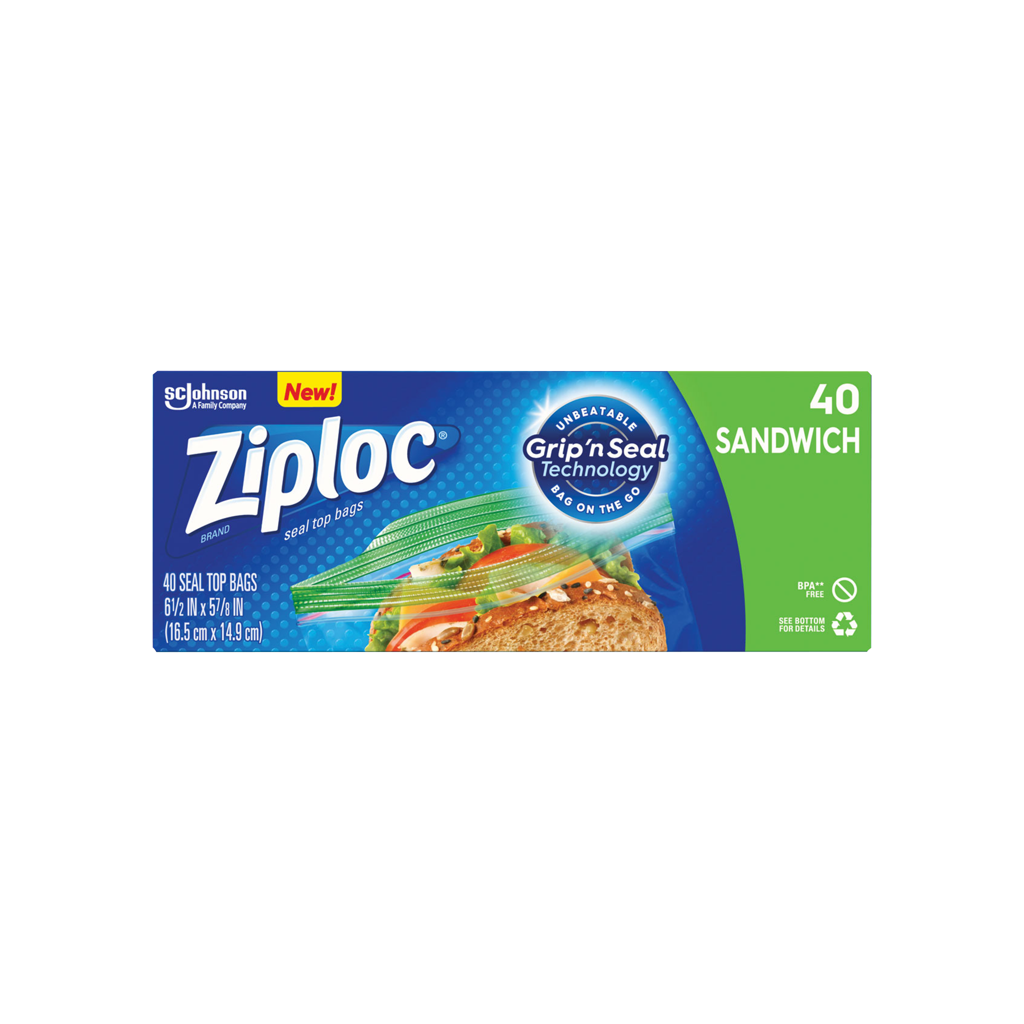 Ziploc Resealable Sandwich Bags - 40 Pack