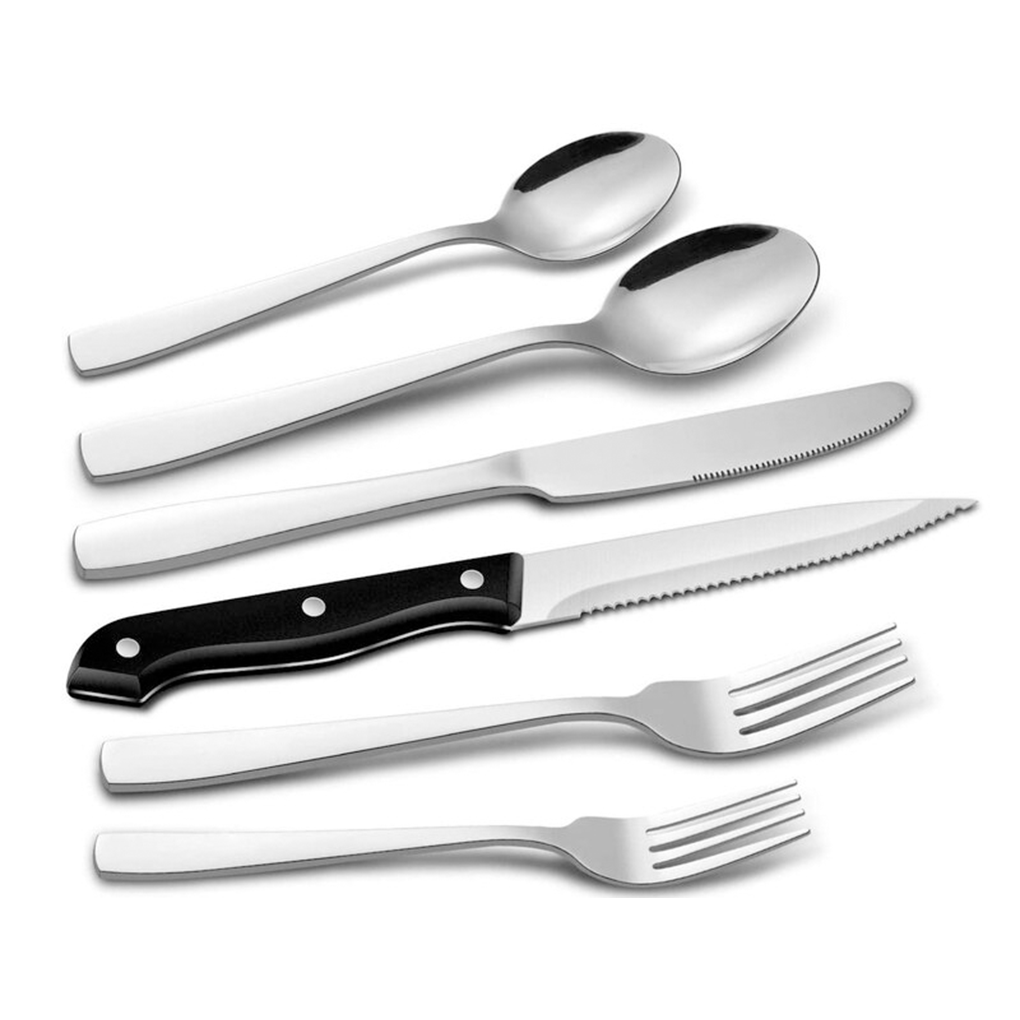Silverware + Cutlery Set with Steak Knives - 48 Pieces