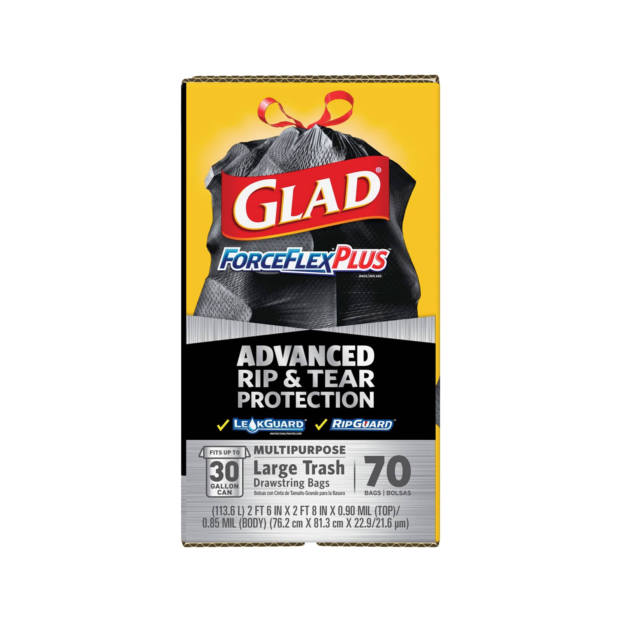 Glad ForceFlex Plus Trash Bags - 30 gal - 70 Pack