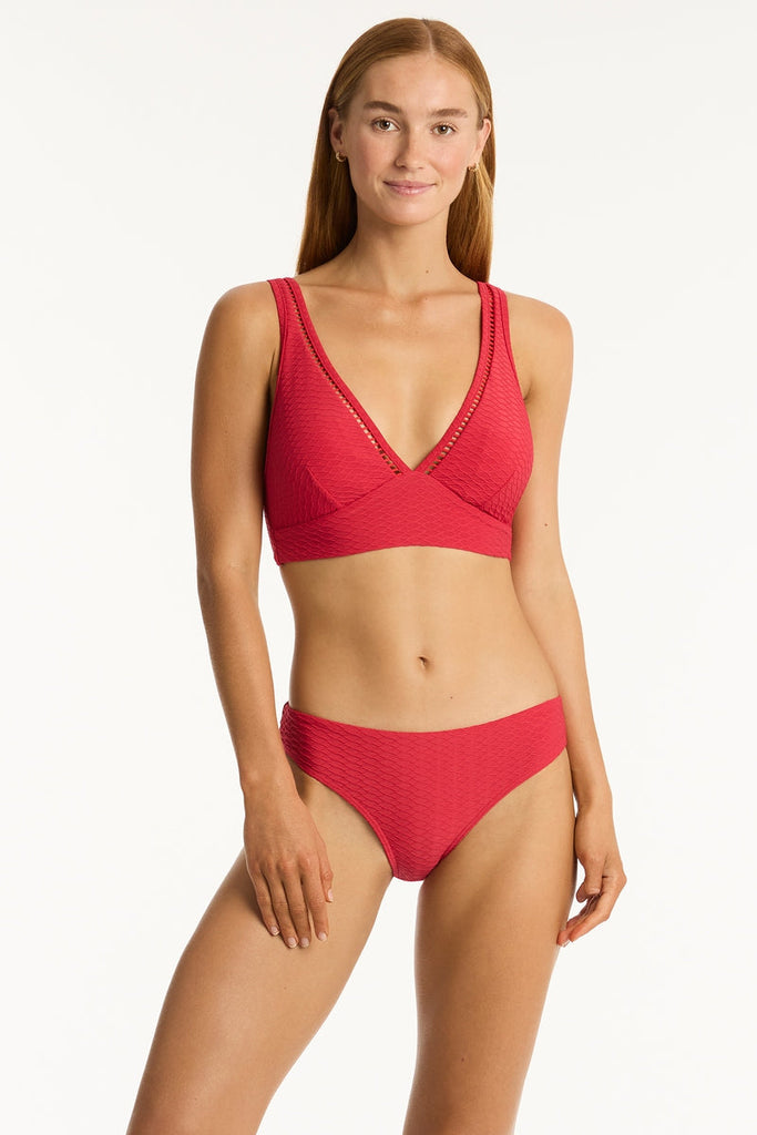 Honeycomb Longline Top – Red – Sea Level US