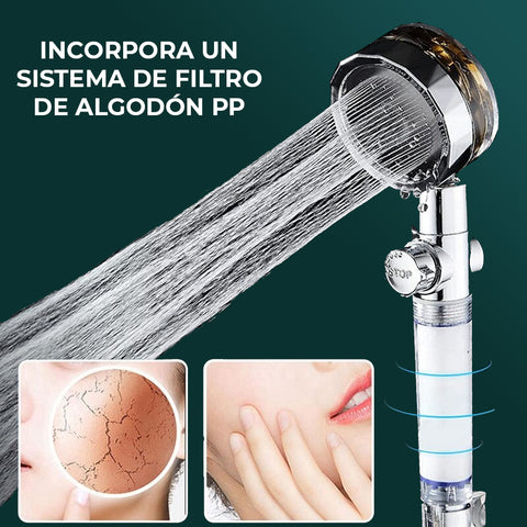 Alcachofa de ducha de alta presion con filtros purificadores por 8,07€.