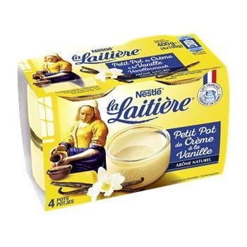 Un petit pot de crème chocolat au lait signé La Laitière