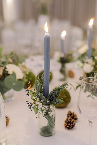 Elegant and understated Christmas themed wedding flowers