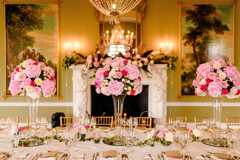 Wedding dinner table setting in Irish castle