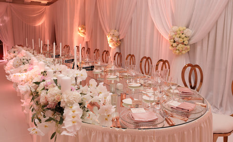 Top table flowers with white orchids