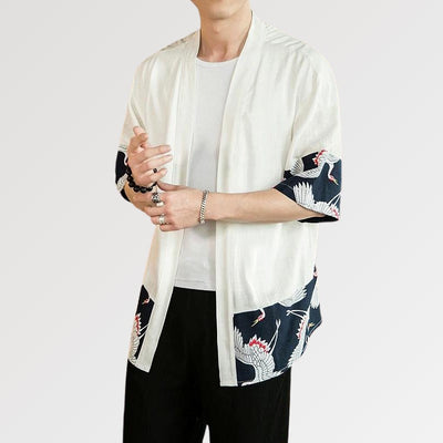 Idopy Men`s Japanese Traditional Shirt Kimono Cardigan Tops Cloak at   Men’s Clothing store