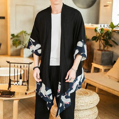 Idopy Men`s Japanese Traditional Shirt Kimono Cardigan Tops Cloak at   Men’s Clothing store