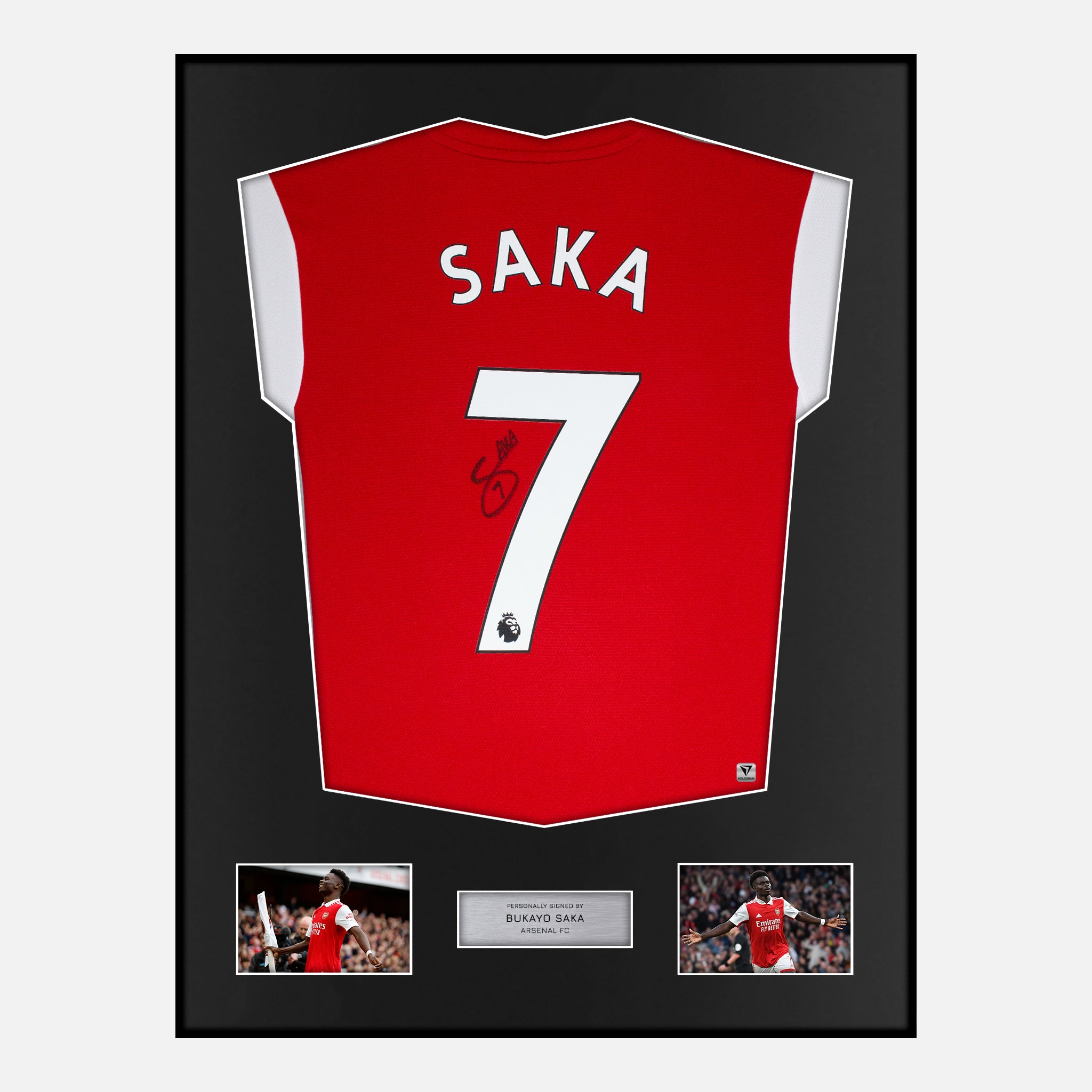 Framed Bukayo Saka Signed Arsenal Shirt 2021-22 Home [Modern] – The Vault