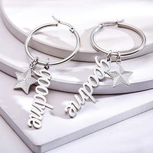 Load image into Gallery viewer, Custom Engraved Name Earrings With Little Star Simplicity Earrings

