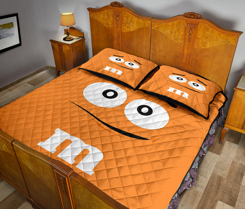 Chocolate M&M Orange Quilt Bed Sets Nearkii