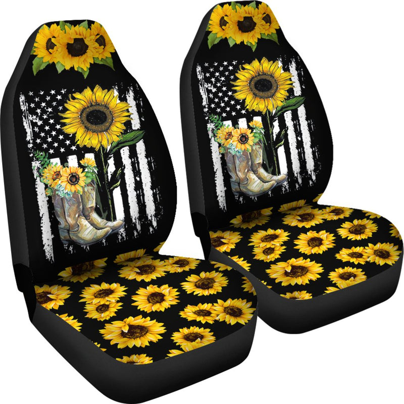 Best America Flag Sunflower Premium Custom Car Seat Covers Decor Protector Nearkii