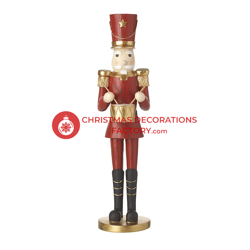 47cm Red And Gold Standing Nutcracker Drummer - Christmas Decorations Factory product image