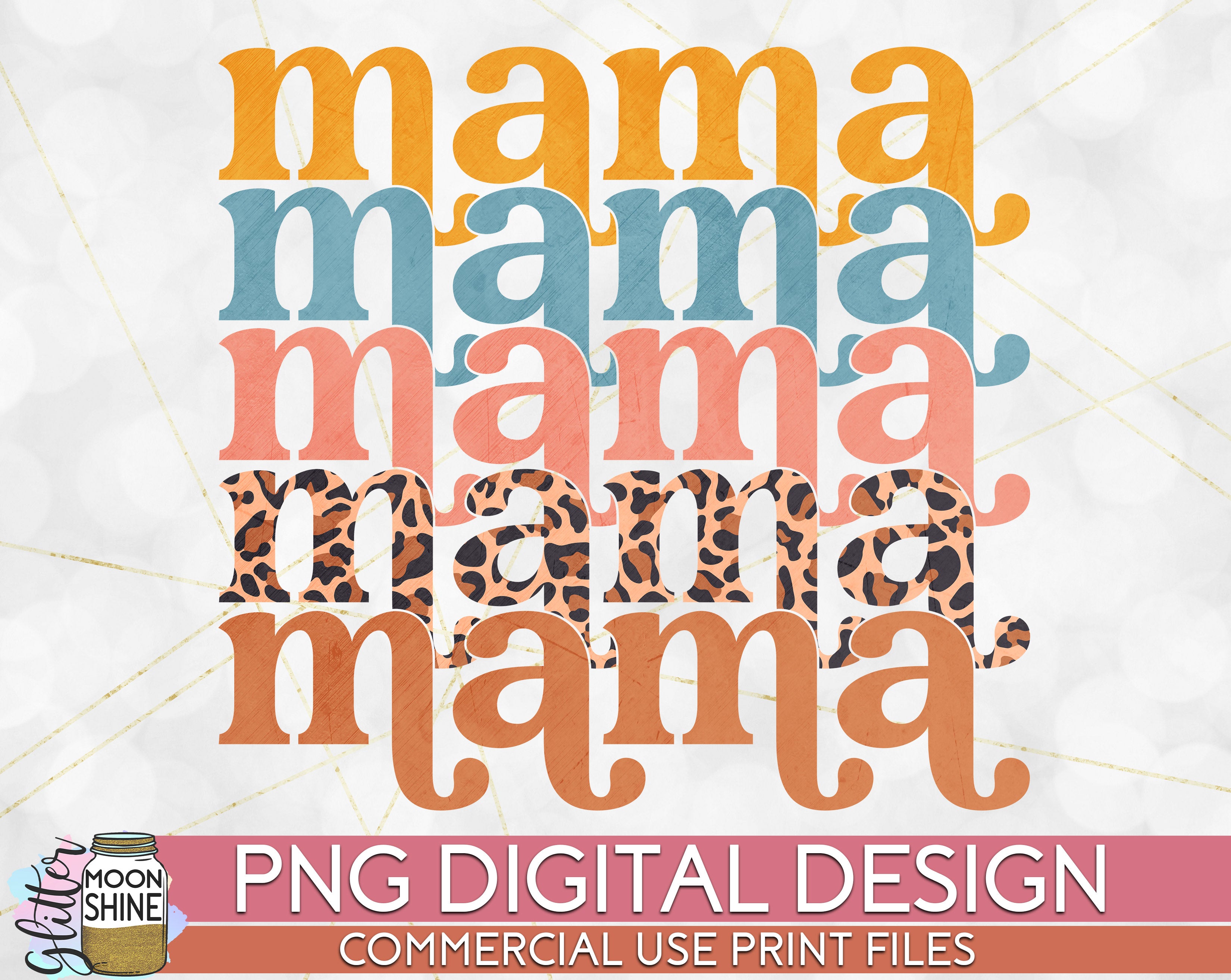 Mama Stacked Leopard Retro PNG Print File for Sublimation Or Print ...