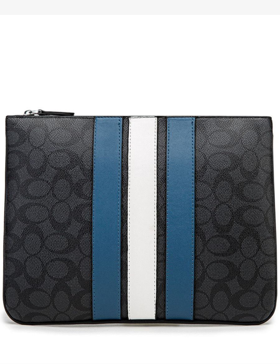 COACH LARGE POUCH IN SIGNATURE CANVAS WITH VARSITY STRIPE (BLACK) – The  Factory KL