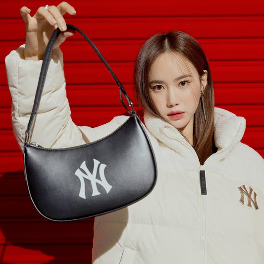 MLB KOREA Classic Monogram Embo Hobo Bag New York Yankees
