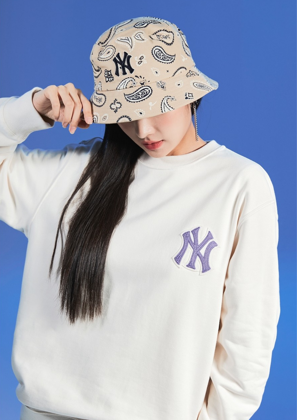 MLB New Era New York Yankees Big Logo Paisley Sweatshirts (Navy