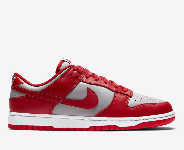 nike dunk low grey and red