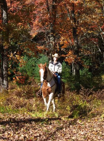 Woman on a horse walking in a field - Absorbine Blog