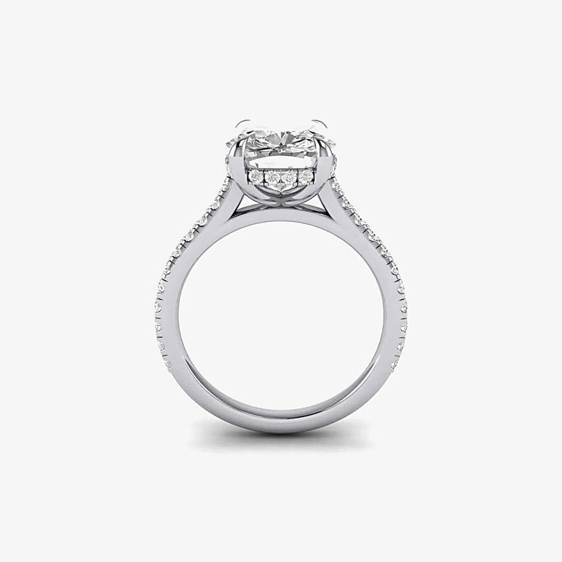Cushion(Elongated Cushion) Cut with Hidden Halo on Pave Band Moissanit 
