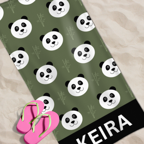 Kids Personalised Panda Beach Towel