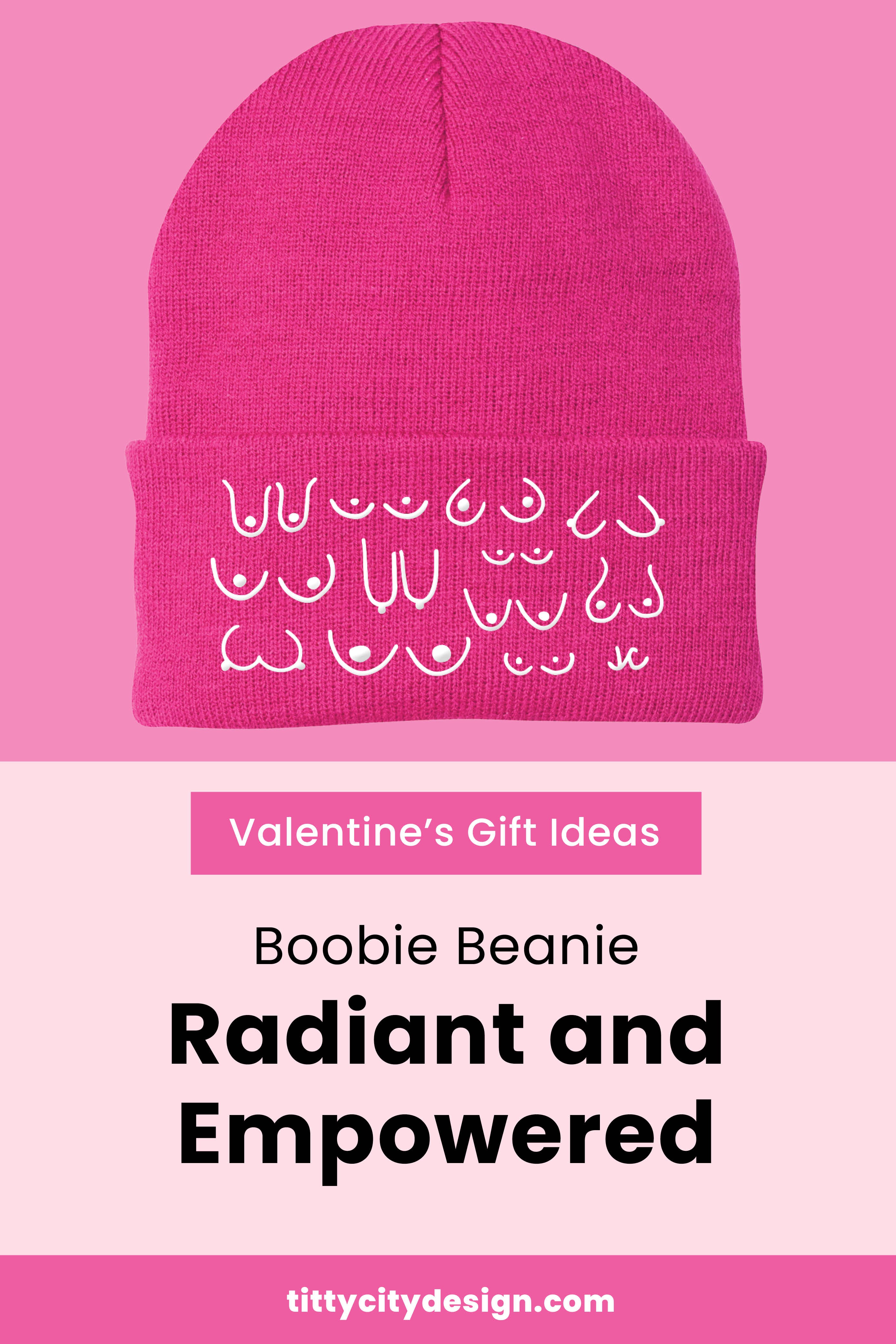 Valentines Gift Ideas - Hot Pink Knit Booby Beanie Hat "Radiant and Empowered"