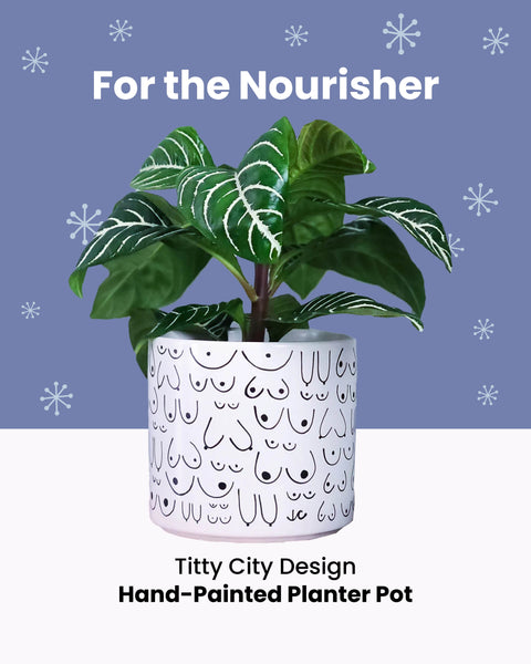 Hand Painted White Titty City Boob Planter Christmas Gift