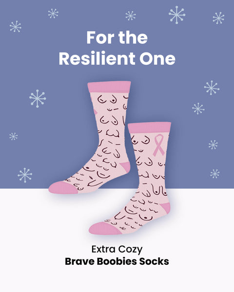 Breast Cancer Christmas Gift Pink Ribbon Boob Socks