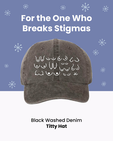Black Washed Denim Boob Hat Gift for the Feminist that Breaks Stigmas