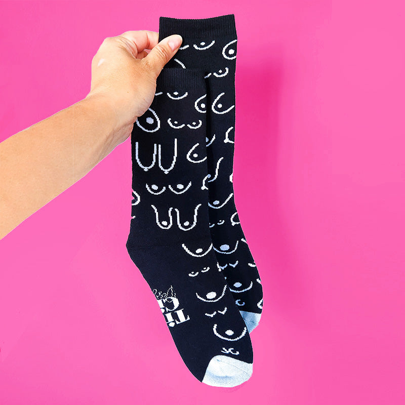 Comfy Black/White Boob Socks