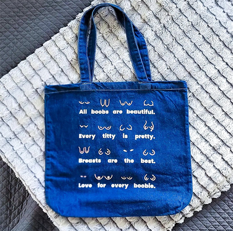 Denim All Boobs are Beautiful Tote Bag