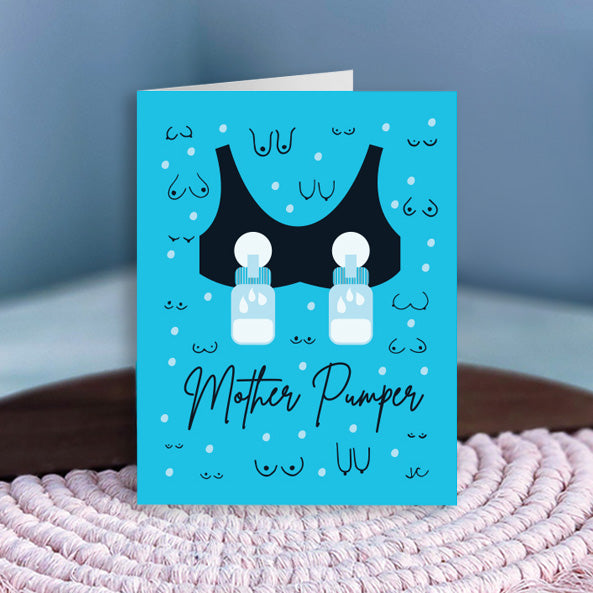 Mother Pumper Funny Boob Pun Baby Shower Greeting Card