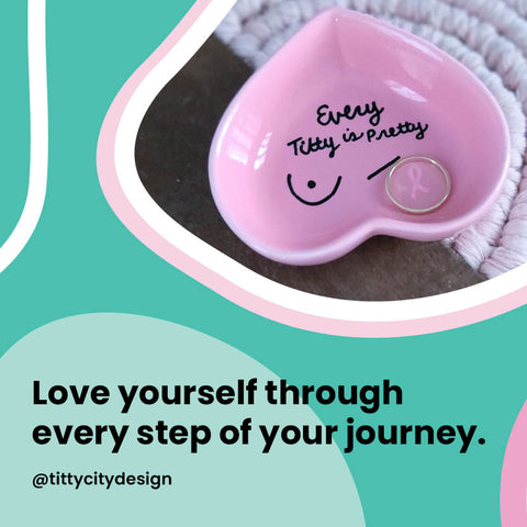 Short Self Love Quotes for Breast Cancer Patients - Titty City Design - Body Positivity - Post Mastectomy Care
