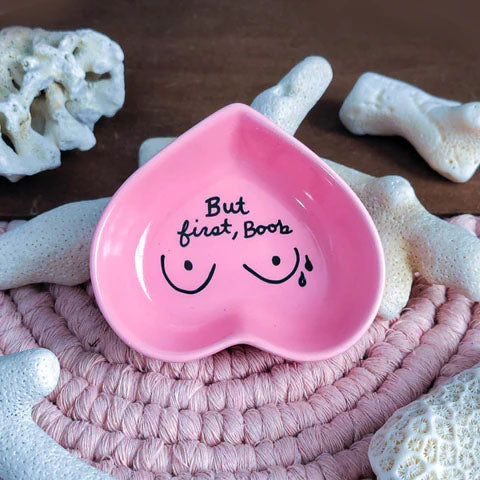 But First, Boob - Pink Breastfeeding Jewelry Dish for New Mom