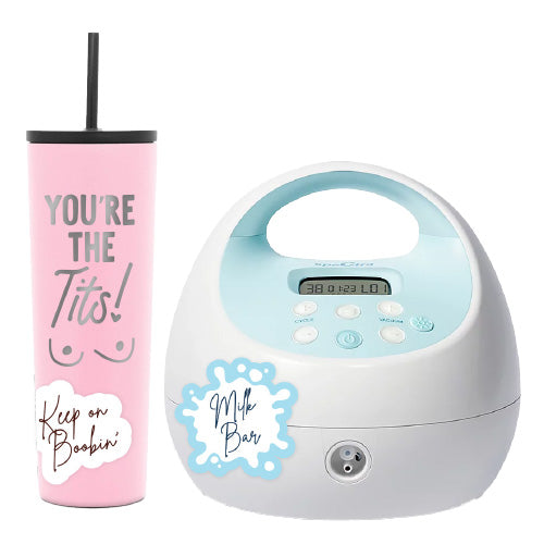 Lactation Consultant Breast Pump and Water Bottle with Breastfeeding Stickers