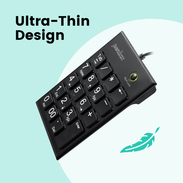 PERIPAD-205 - Wired Numeric Keypad with Palm Rest and Big Print Letter –  Perixx Europe