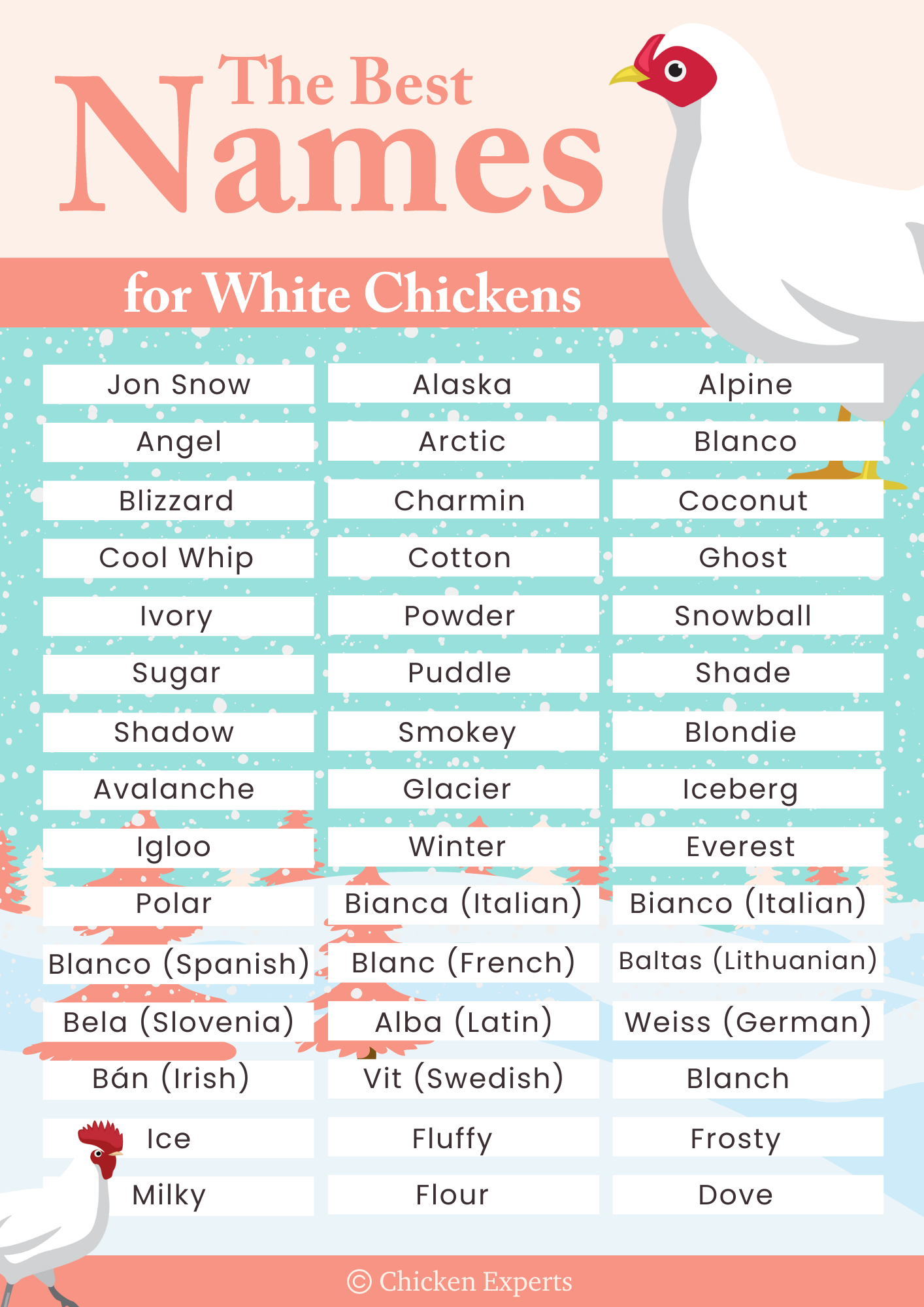 chicken names for white chickens
