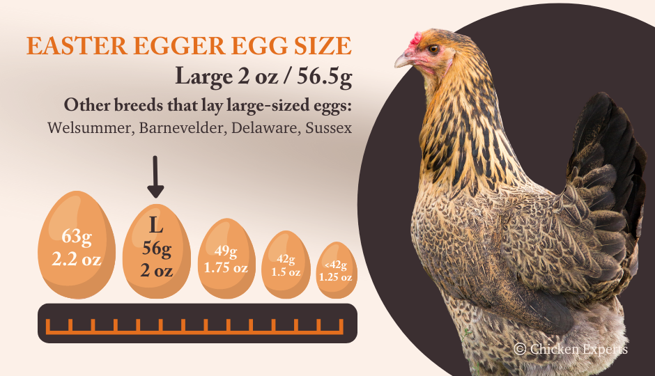 Easter Egger egg size comparison chart