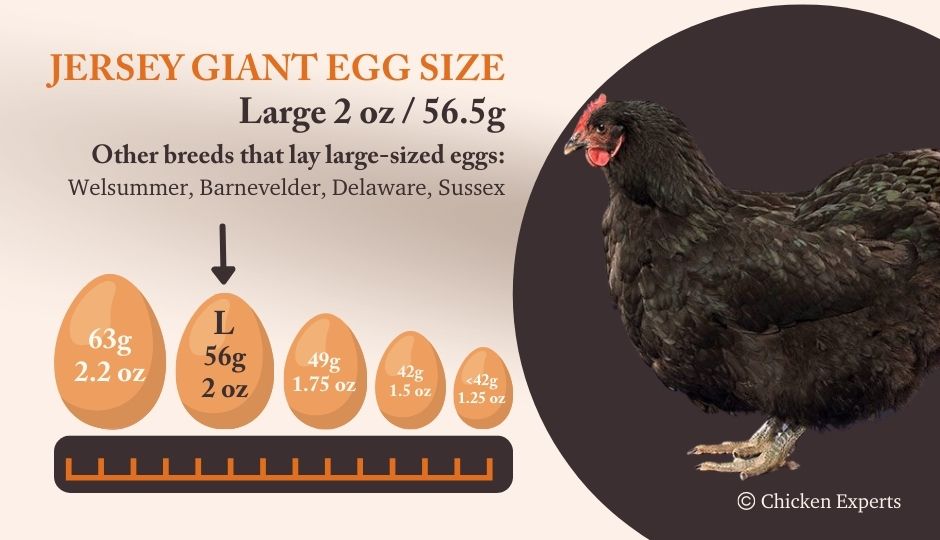 Jersey Giant egg size comparison chart