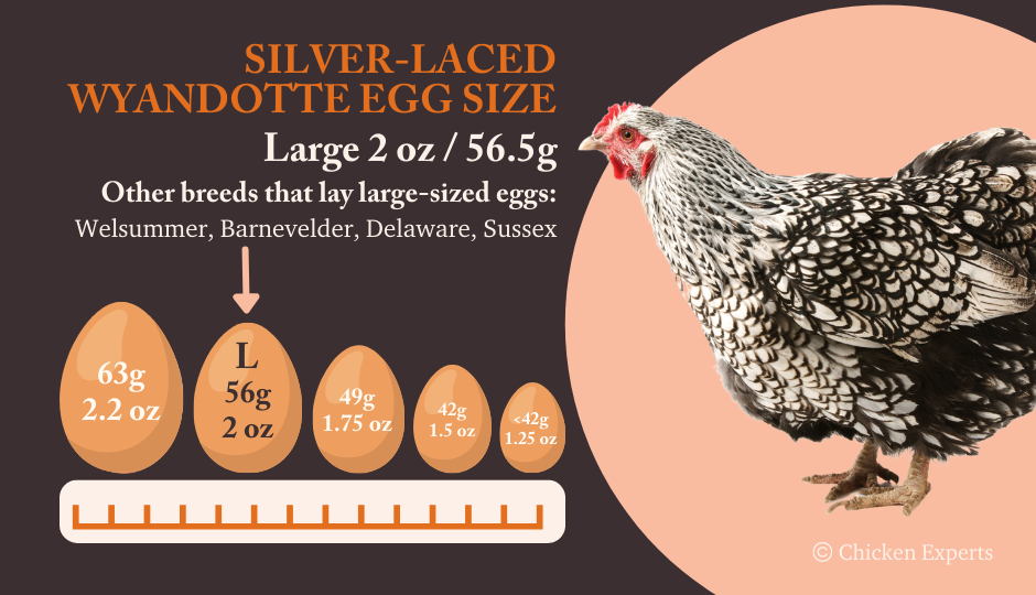 silver laced wyandotte chicken egg size comparison chart