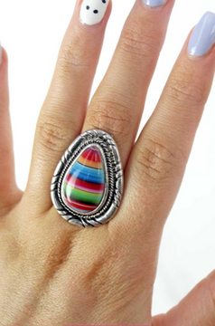 Southwestern Serape Tucson Tear Drop Ring