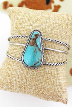 Chic Bling Turquoise Marbled Silver Tone Cuff Bracelet