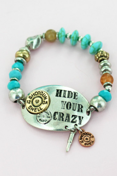 Hide Your Crazy Shotgun Shell Beaded Stretch Bracelet