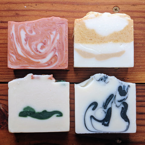 4 colorful bars of soap