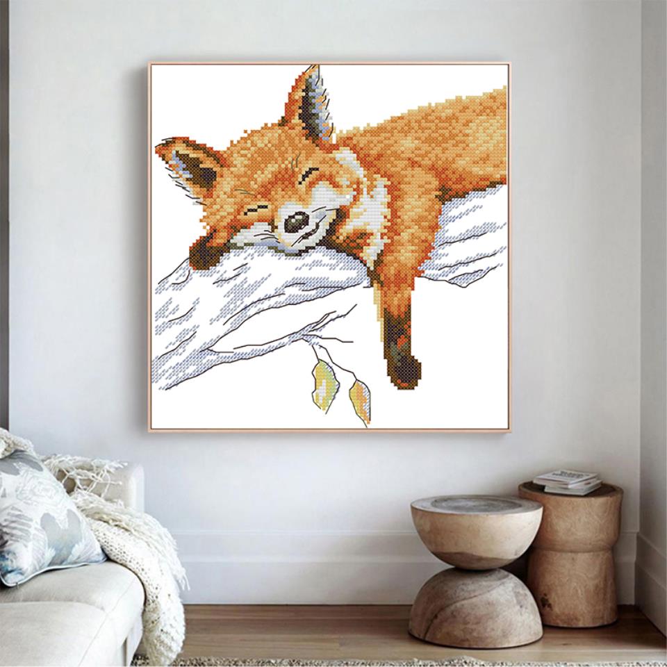 Sleeping Fox - Animal Pattern Cross Stitch