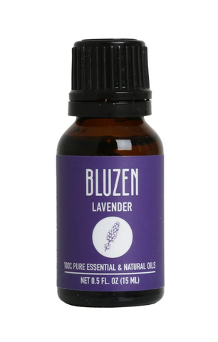 A small purple bottle of lavender essential oil from BluZen