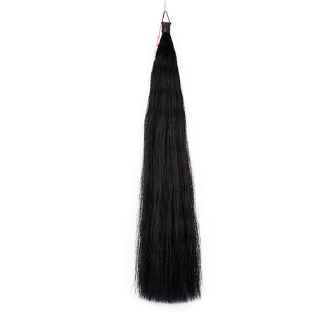 Y.J TAILS Jet Black Natural Loop Top Tapered Bottom Horse Tail Extensi